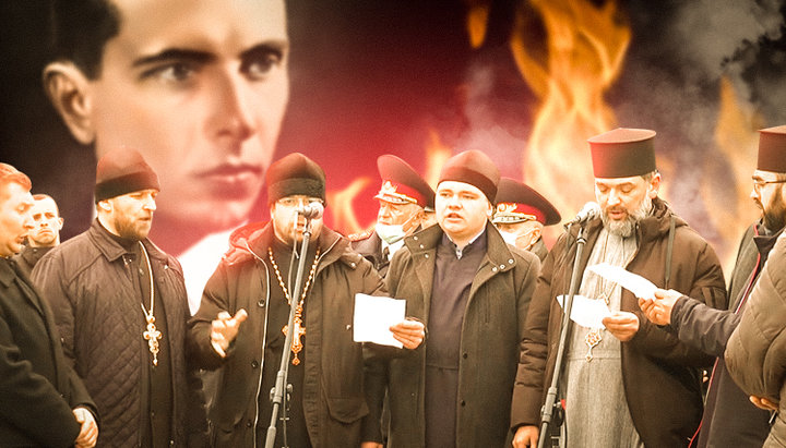OCU "priests" singing a song about Bandera. Photo: UOJ?