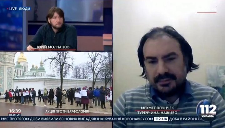 Mehmet Perincek on the air of the "People" media project on the "112 Ukraine" TV channel. Photo: video screenshot 112.ua