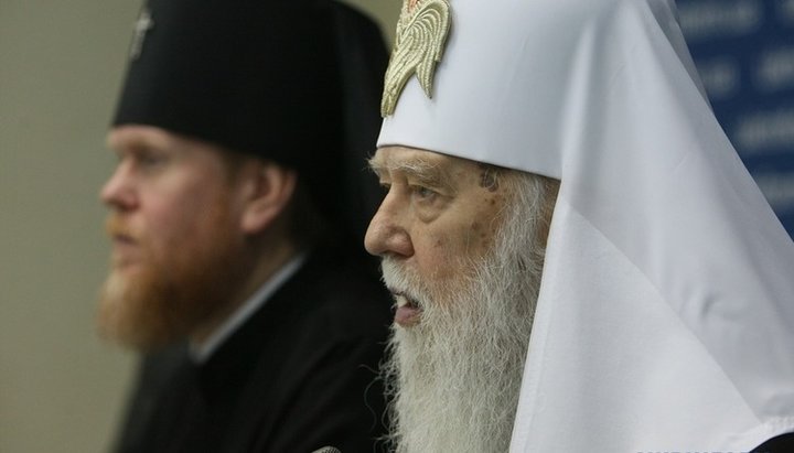 Ex-spokesperson for the UOC-KP Eustratiy Zoria and "patriarch" Filaret. Photo: Ukrinform
