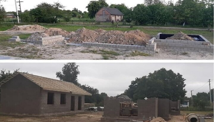 Споруджуваний храм УПЦ в селі Холопичі на початку зведення стін і зараз. Фото: bf-favor.org