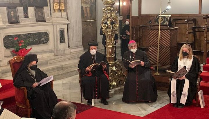 Patriarch Bartholomew, a lady in “epitrachelion,” and ecumenical unity