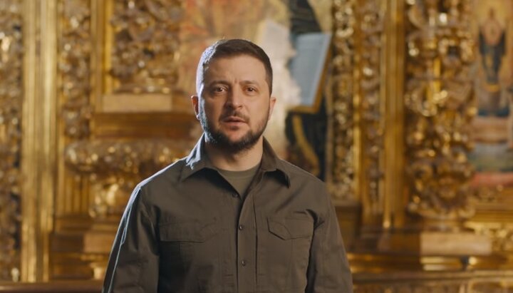 Владимир Зеленский в Софийском соборе в Киеве. Фото: uatv.ua