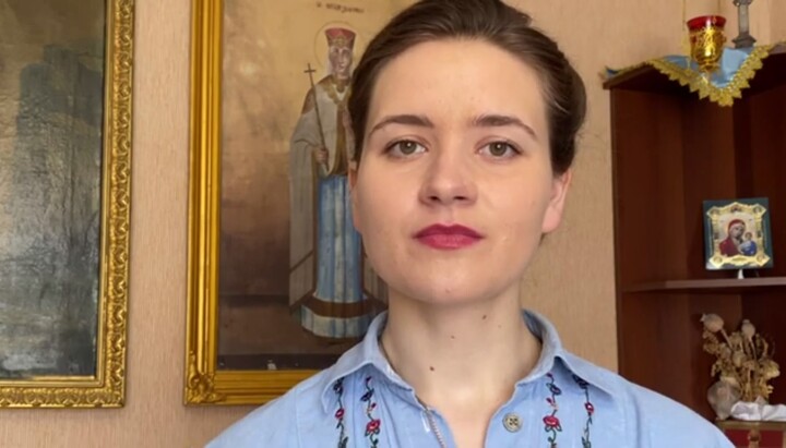 Head of the Public Union "Myriany" in the Rivne region, Tetiana Tsaruk. Photo: a video screenshot of the Telegram channel "Tetiana Tsaruk. In Search of Truth."