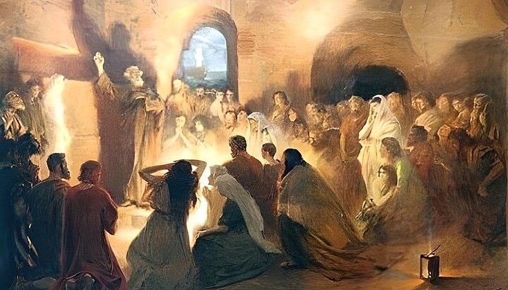 The first Christians. “The Sermon of St. Peter.” Painting by Masolino da Panicale. Photo: Wikipedia.org