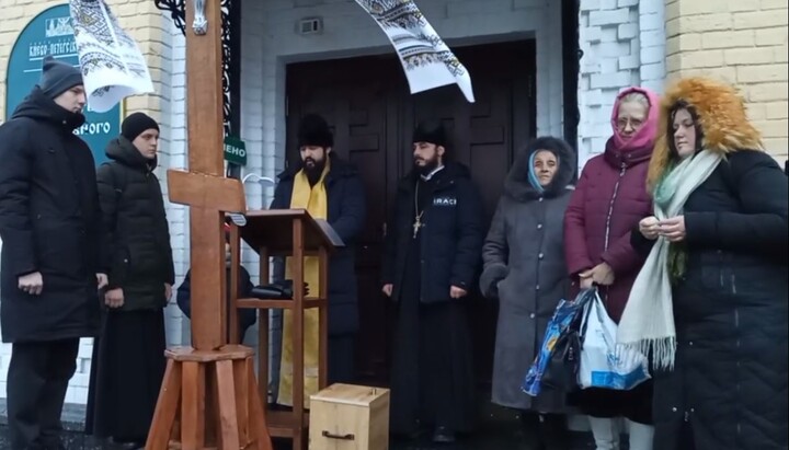 The Divine service at the Lavra Church of St Sergius of Radonezh. Photo: a video screenshot of the Telegram channel "Kozak1"