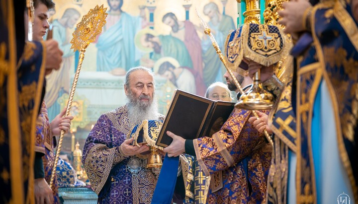 Предстоятель УПЦ в Киево-Печерской лавре. Фото: Пресс-служба УПЦ