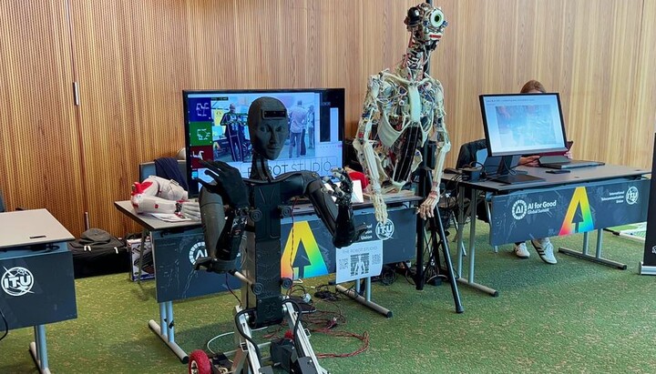 UN News Service/A fragment of the "AI for Good" Summit exhibit