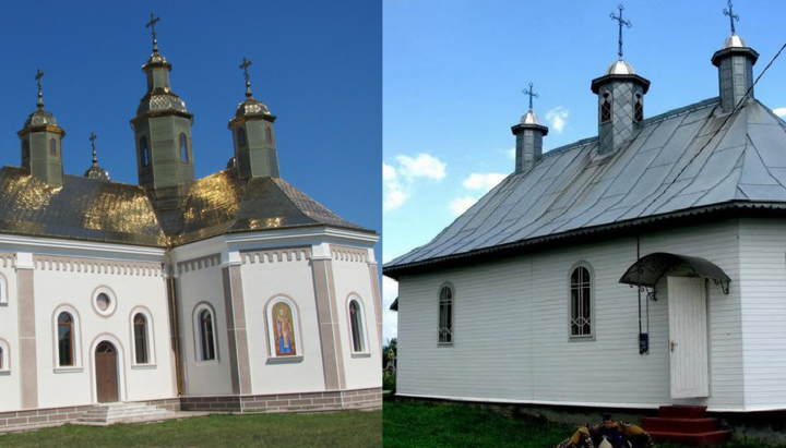 Вознесенский и Святодуховский храмы УПЦ в Банилове-Подгорном. Фото: коллаж СПЖ