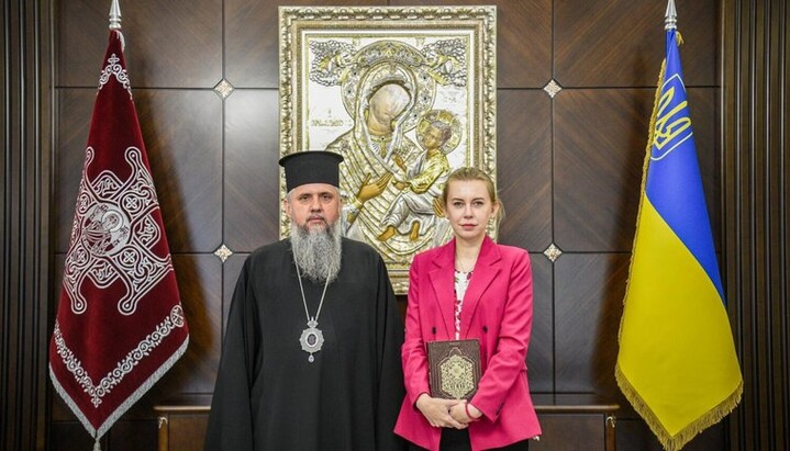 Епіфаній Думенко та в.о. гендиректора Національного заповідника «Києво-Печерська лавра» Світлана Котляревська. Фото: risu