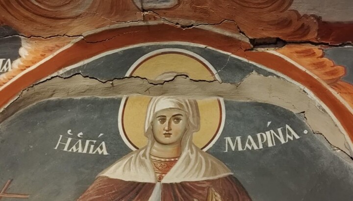 The fresco damaged by the earthquake on June 7, 2025. Photo: orthodoxianewsagency