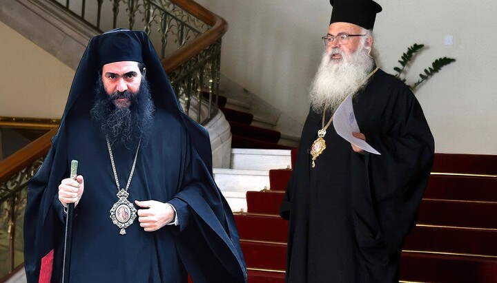 Μητροπολίτης Τυχικός και Αρχιεπίσκοπος Γεώργιος. Φωτογραφία: СПЖ στην Ελλάδα