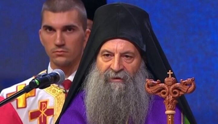 Патріарх Порфирій під час служби. Фото: orthodoxia news agency.