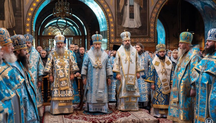 Блаженніший Митрополит Київський і всієї України Онуфрій під час Божественної літургії в Миколаївському соборі Покровського жіночого монастиря в Києві. Фото: uoc-news