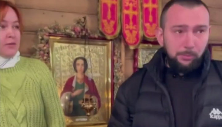 Клірик ПЦУ Віталій Босенко влаштував провокацію в Пантелеймонівському храмі Вишгорода. Фото: телеграм-каналу Дозор