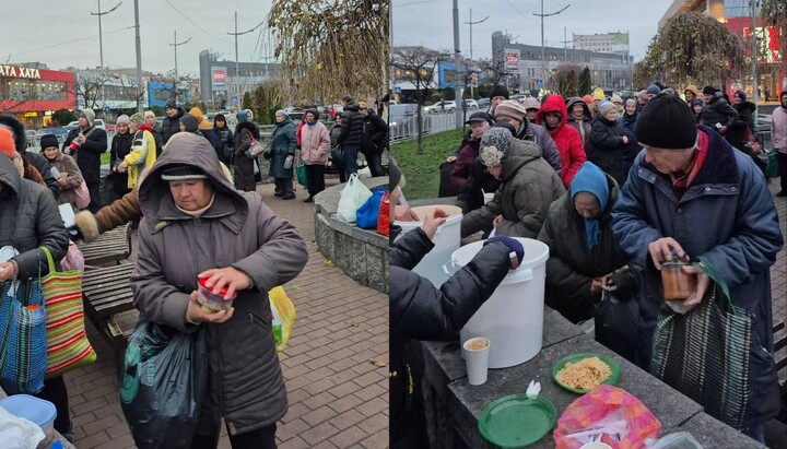 Еженедельная благотворительная раздача горячего питания. Фото: Телеграм-канал Синодального отдела УПЦ по социально-гуманитарным вопросам