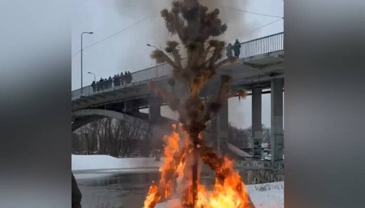 Спалення дідуха в Гідропарку на новостильне Богоявлення. Фото: «Київ24»