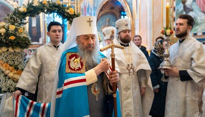 Митрополит Онуфрий на Рождественской службе в Киево-Печерской лавре. Фото: УПЦ