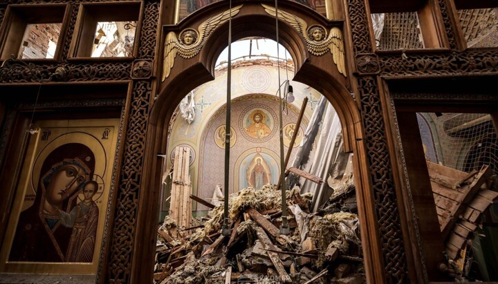 Images from front-line Kostiantynivka showing the condition of a UOC church. Photo: Facebook page of the 24th Separate Mechanized Brigade named after King Danylo