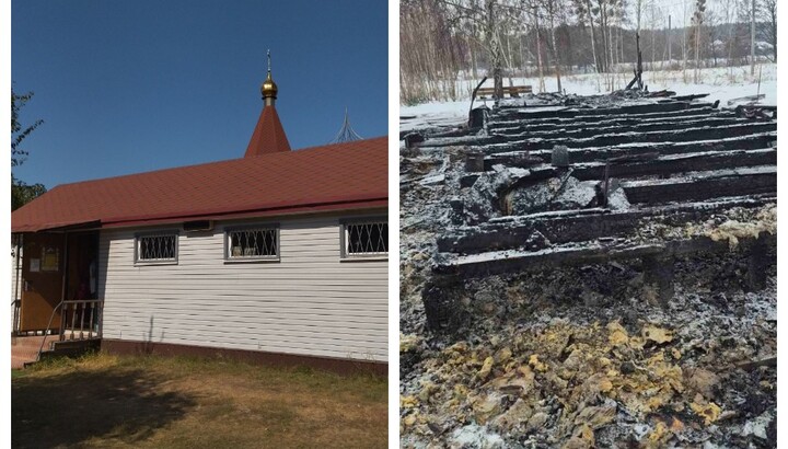 Сгоревший храм Рождества Иоанна Предтечи в Ровжах. Фото: Facebook