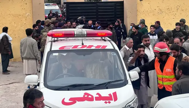 Ambulances at the site of the terrorist attack. Photo: BBC