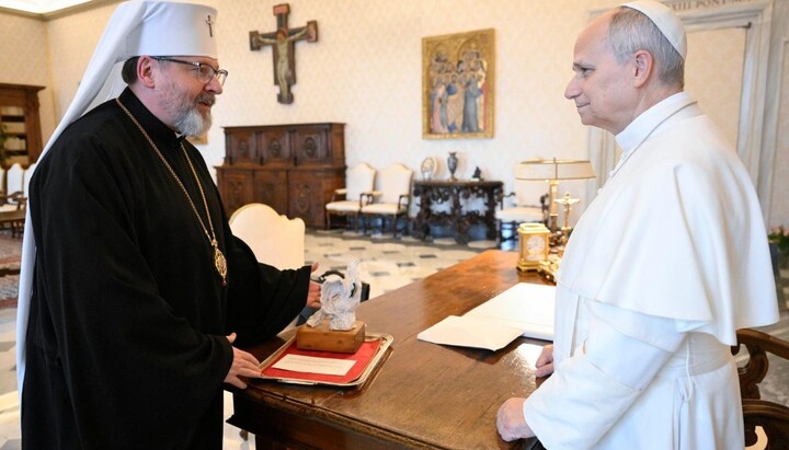 Папа Лев XIV та Святослав Шевчук. Фото: @Vatican Media