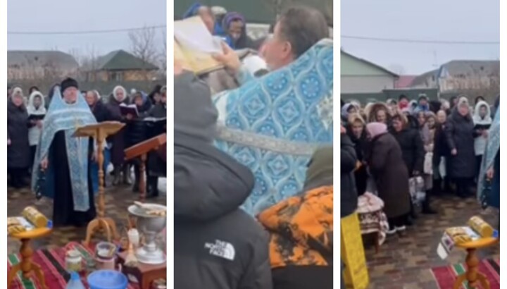 Віряни УПЦ звершили богослужіння просто неба після втрати храму. Фото: сторінка Свято-Різдво-Богородичної церкви УПЦ села Кузьмин у Facebook