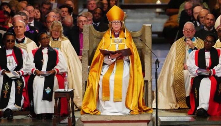 Sarah Mullally during the ceremony of her installation as Archbishop of Canterbury. Photo: churchofengland.org