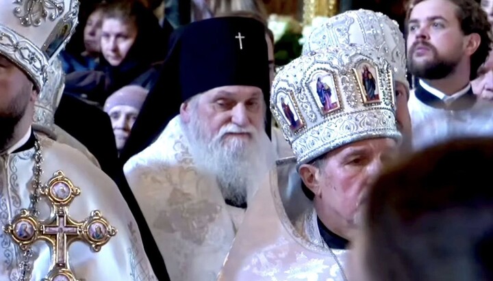 Marutsak alongside OCU “hierarchs” at Filaret’s funeral service in St. Volodymyr’s Cathedral. Photo: Marutsak’s Facebook page