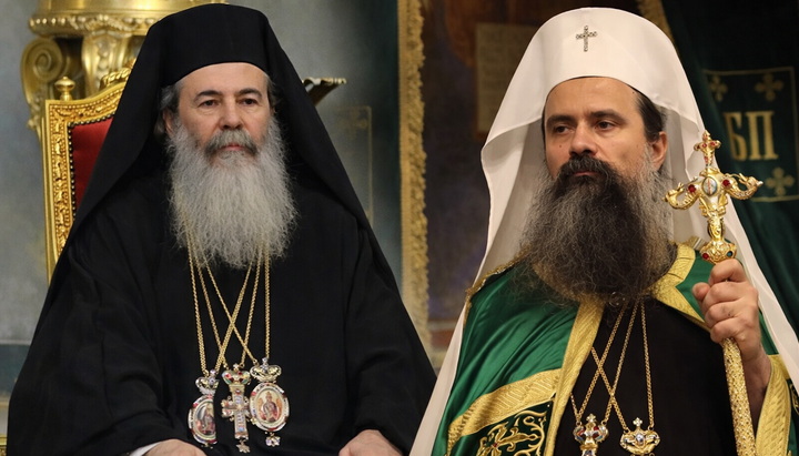 Ο Πατριάρχης Ιεροσολύμων Θεόφιλος Γ' και ο Πατριάρχης Βουλγαρίας Δανιήλ. Φωτογραφία: κολάζ ΣΠΖ