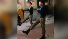 В УГКЦ показали дитячий воєнізований конвой перед плащаницею
