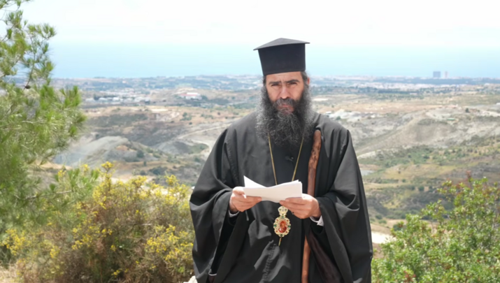 Metropolitan Tychikos. Photo: a screenshot from YouTube channel "Στήριξη του Μητροπολίτη Πάφου Τυχικού"