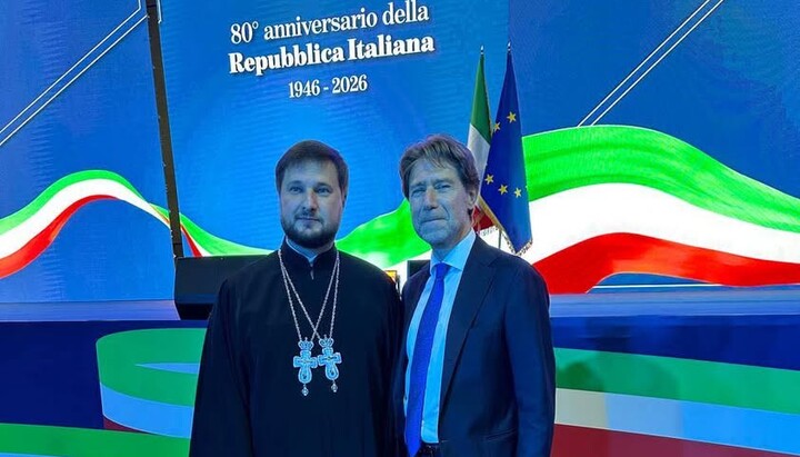 Archpriest Myroslav Vdovych and Carlo Formose. Photo: Odesa Eparchy