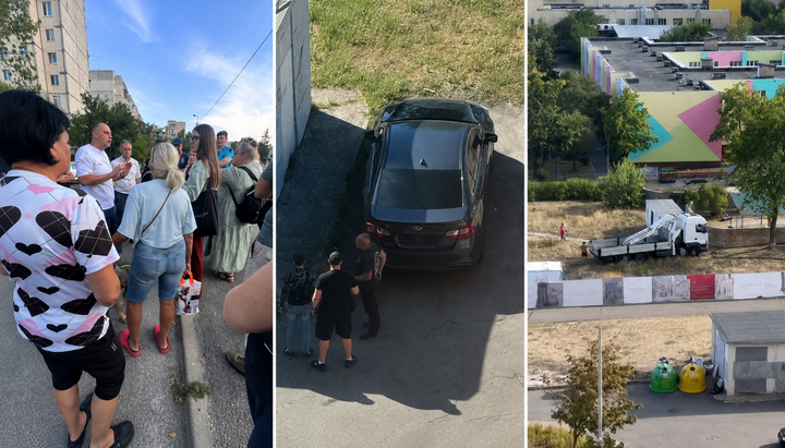 Κάτοικοι της Oboloni συζητούν την κατασκευή ναού της UGKTS δίπλα σε παιδικό σταθμό. Φωτογραφία: Facebook.